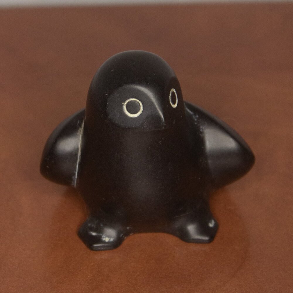 Boma Canada Inuit Owl Carved Argillite Art Sculpture Figurine